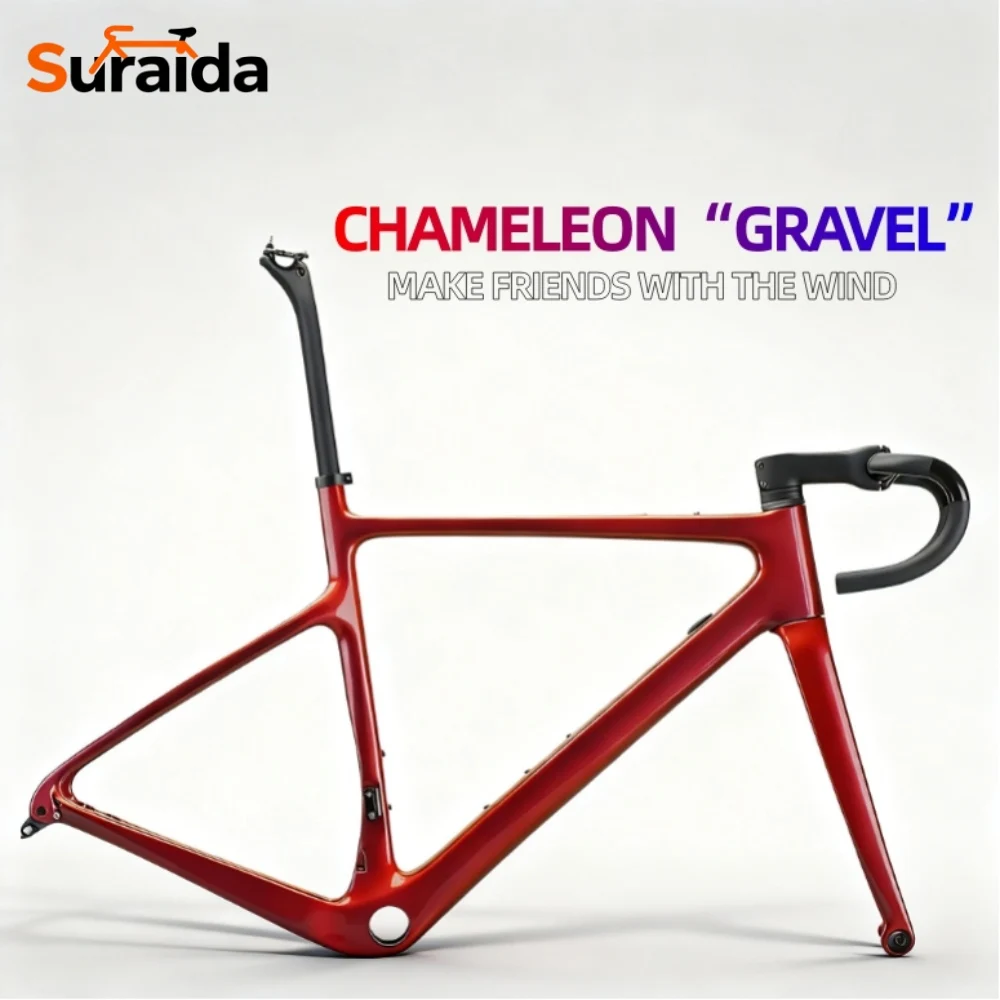 

2026 Suraida New 700x40C Carbon Fiber Gravel Bike Frame UD Custom Paint Spray Road Gravel Bicycle Frame Customization Available