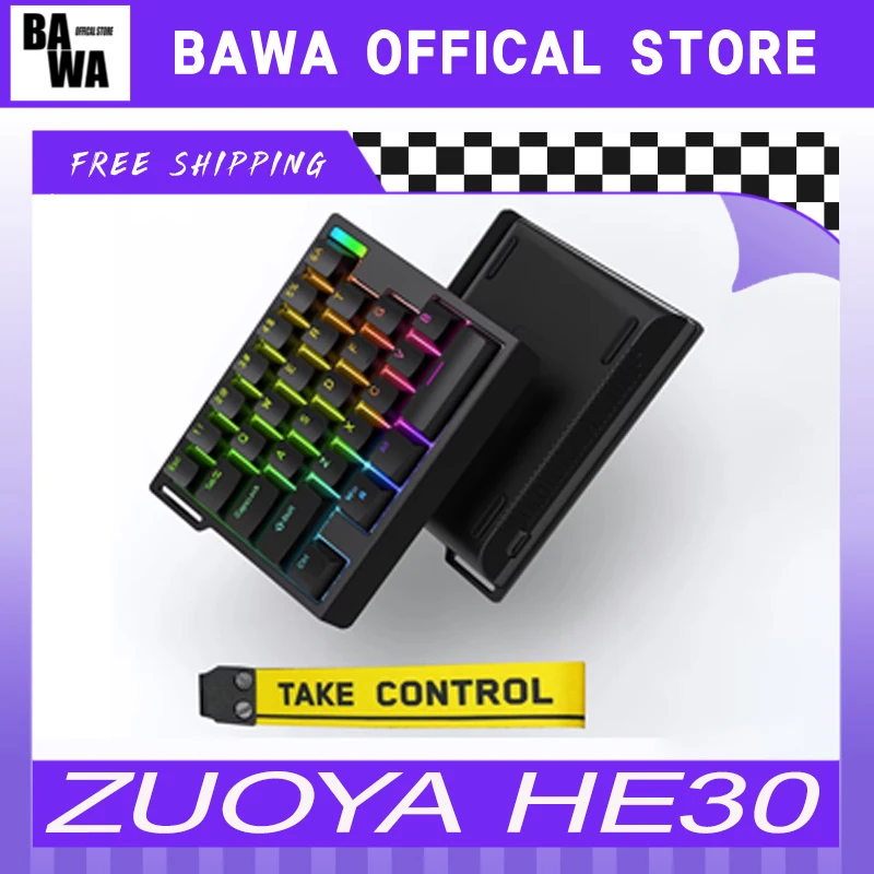 Zuidya he30 mini teclado com uma mão, interruptor magnético, teclado mecânico rgb 8khz 0.04mm, escritório, laptop, gamer, pc, teclados para jogos