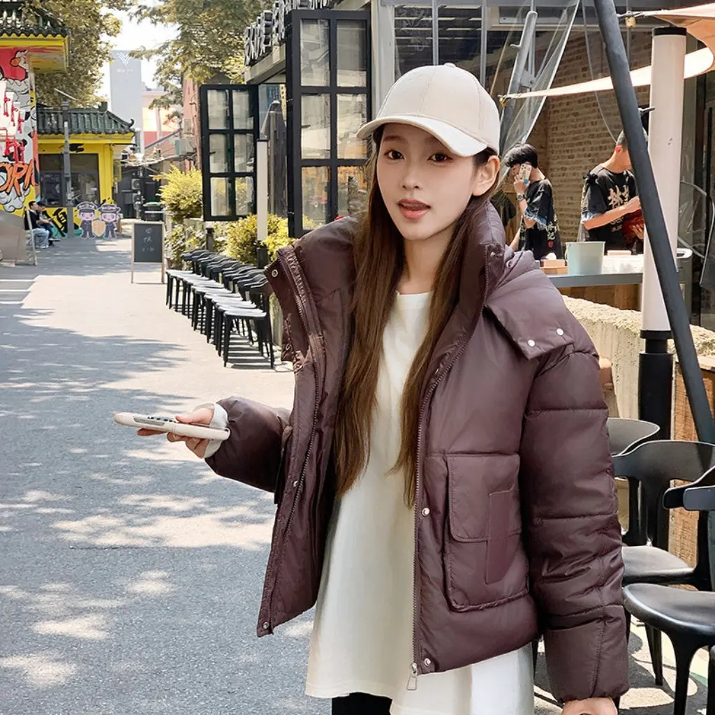

Women's down Cotton-Padded Jacket Winter Thick Short Hooded Warm Loose Bread Coat Fashionable Outerwear