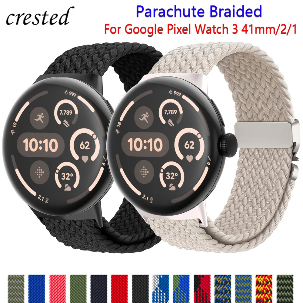 Pára-quedas trançado para google pixel watch 3 pulseira 41mm acessórios esporte pulseira de náilon correa para google pixel watch 2 1 banda