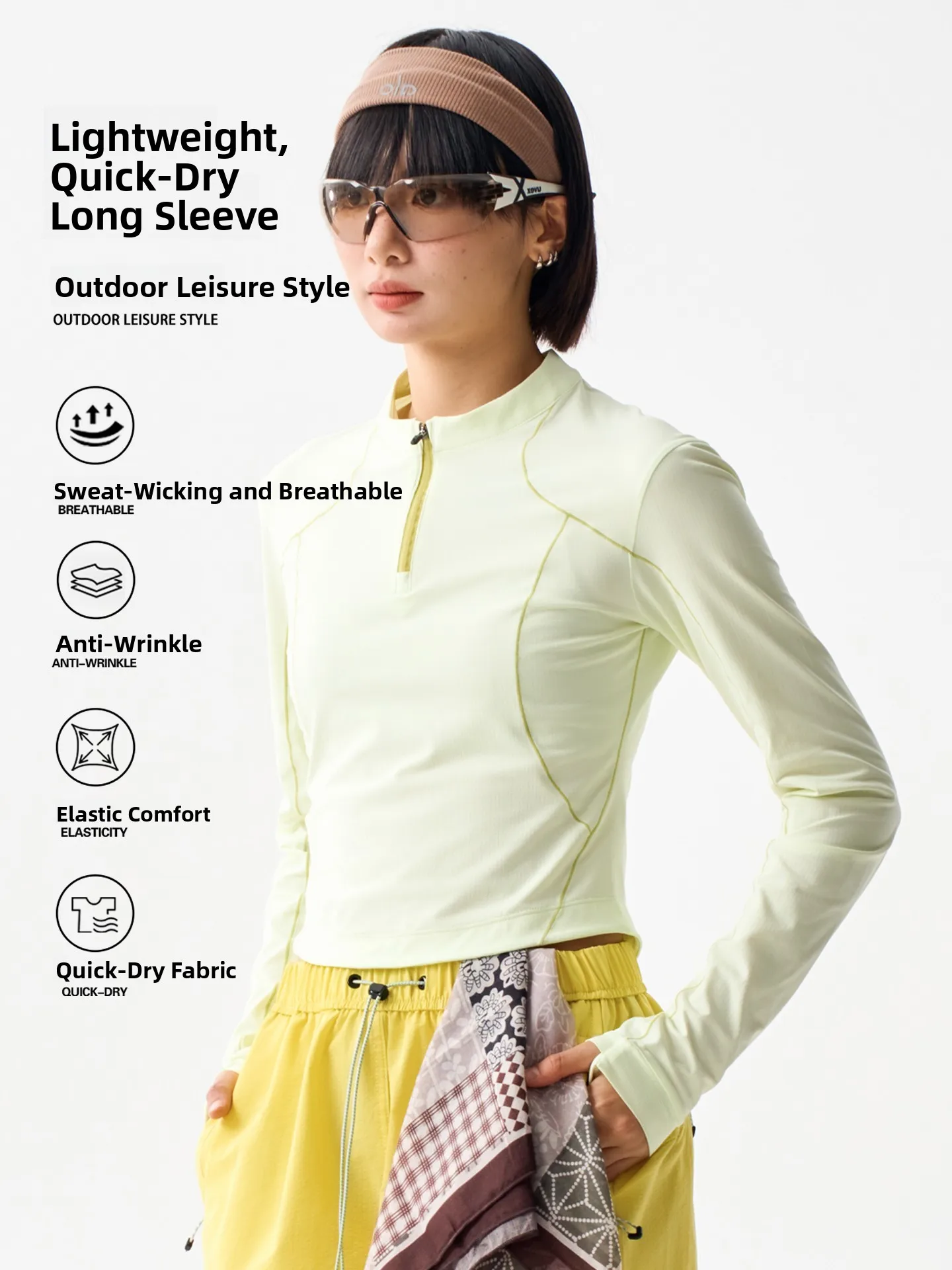 Spicy Short Sleeve Long T-Shirt Women's Sporty Outdoor Fleece Half Zip Quick Dry Slim Fit Casual Style Polyester Fiber