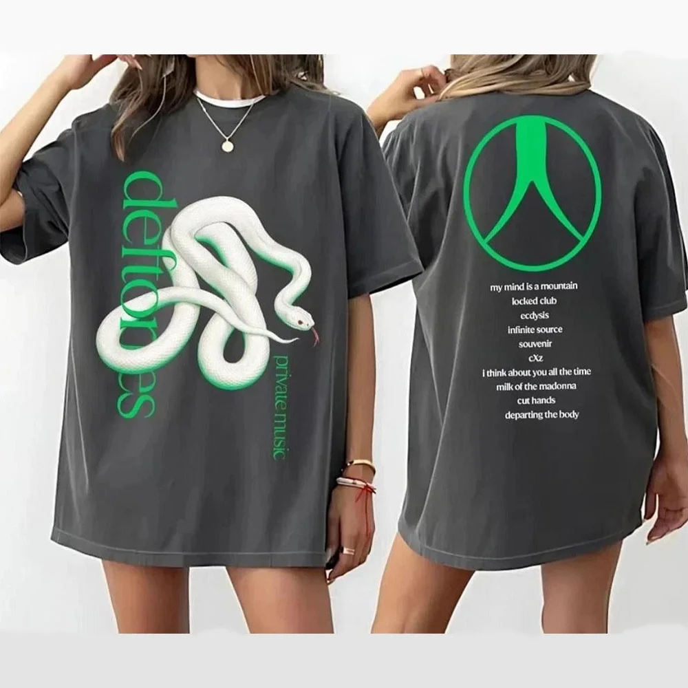 

Deftones Private Music Tour 2025 Tshirt Rock Band T-Shirts Unisex 100% Cotton Casual Short Sleeve Fashion Male Tees Men Clothing