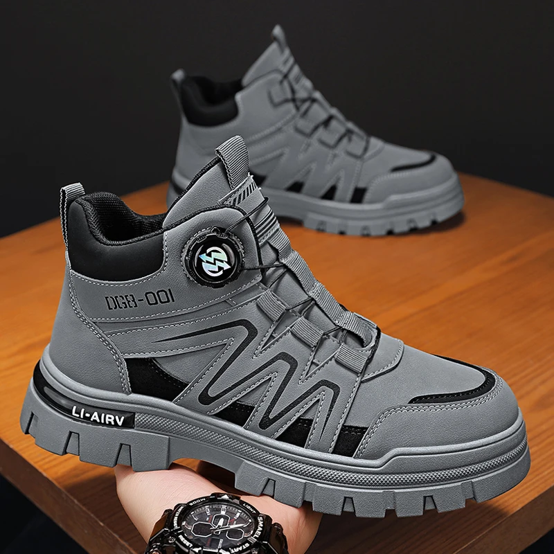 

Черные мужские мотоциклетные ботинки, дизайнерские осенние ботильоны для мужчин, байкерская обувь, нескользящие уличные походные ботинки, мужские рабочие кроссовки