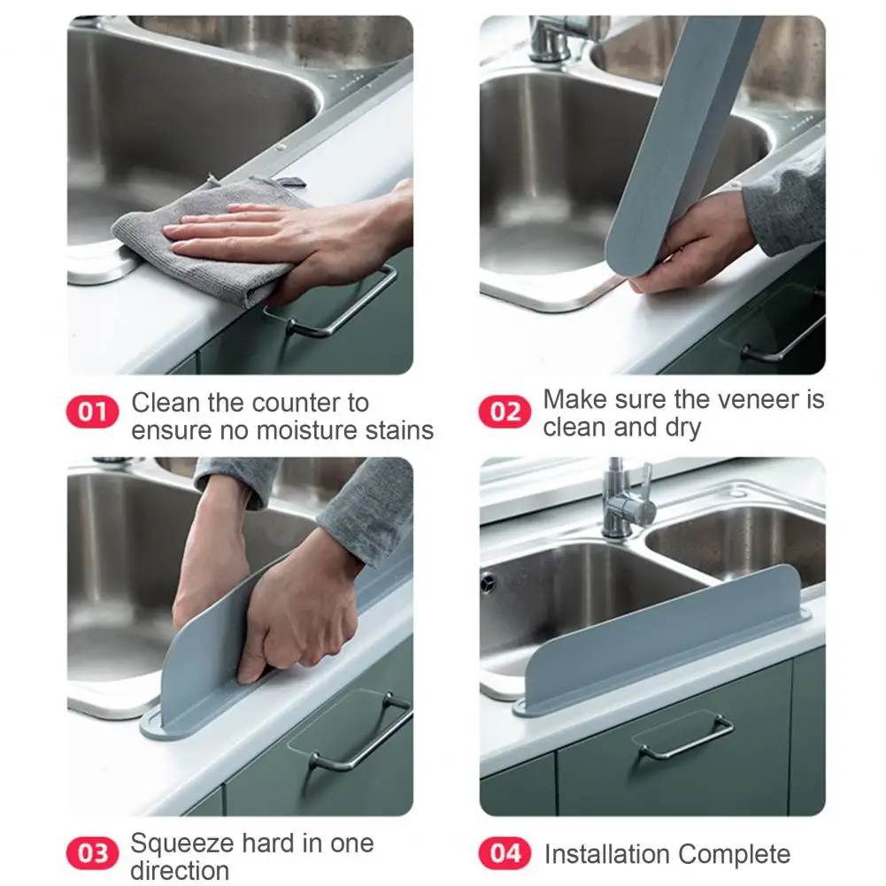 Kitchen Sink Splash Guard Thickened Water Deflector Splash-resistant Kitchen Sink Guard Oil-proof Suction Cup Barrier Separate