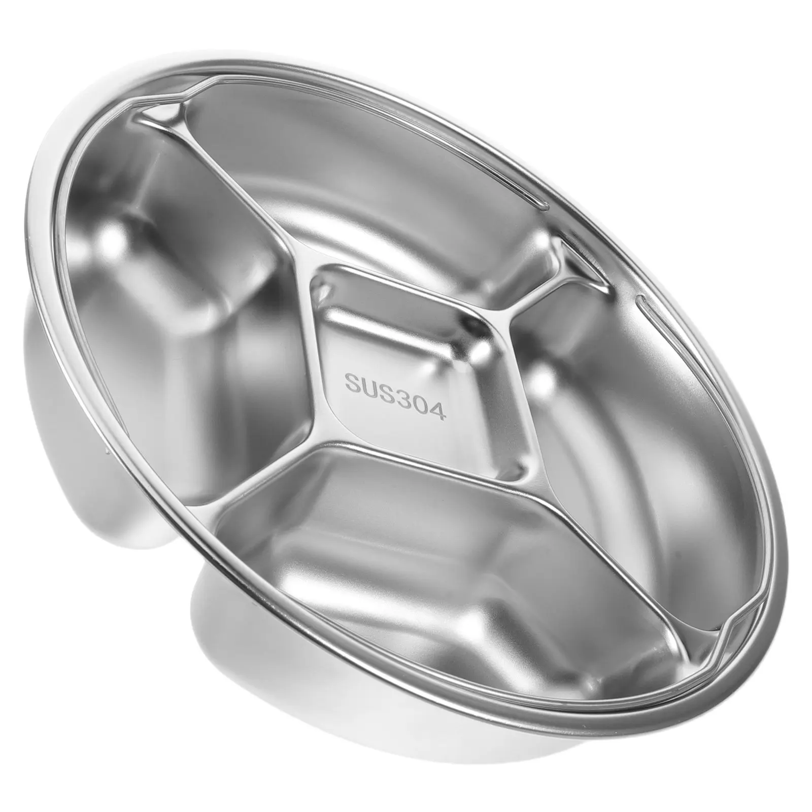 Stainless Steel 5-Compartment Portion Control Plate Divided Serving Tray Handle Meal Prep Healthy Eating Snack Tray Kitchen