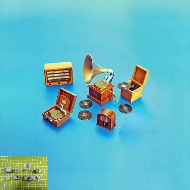 Unpainted 1:35 Resin Model GK Scene Layout Resin Phonograph Needs To Be Assembled