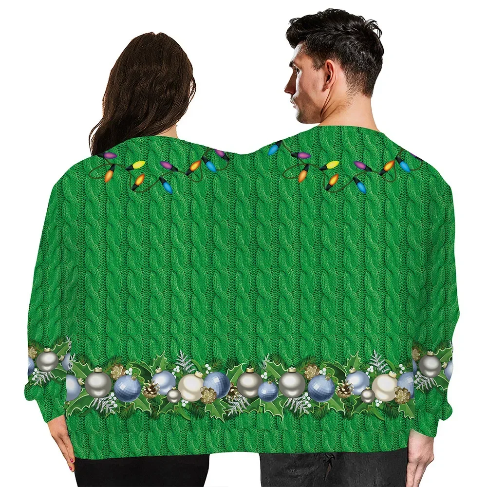 

Christmas New Fashion Double Sweater Reindeer Digital Printing Men’s and Women’s Conjoined Sweater Couple Casual Loose