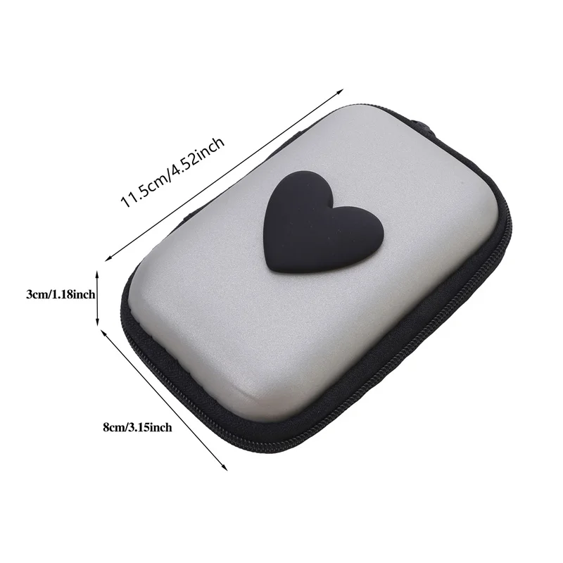 1PC Travel Storage Bag Portable Charging Case USB Data Cable Organizer Headset Cable Bag Square Zipper Bag With Love Pattern