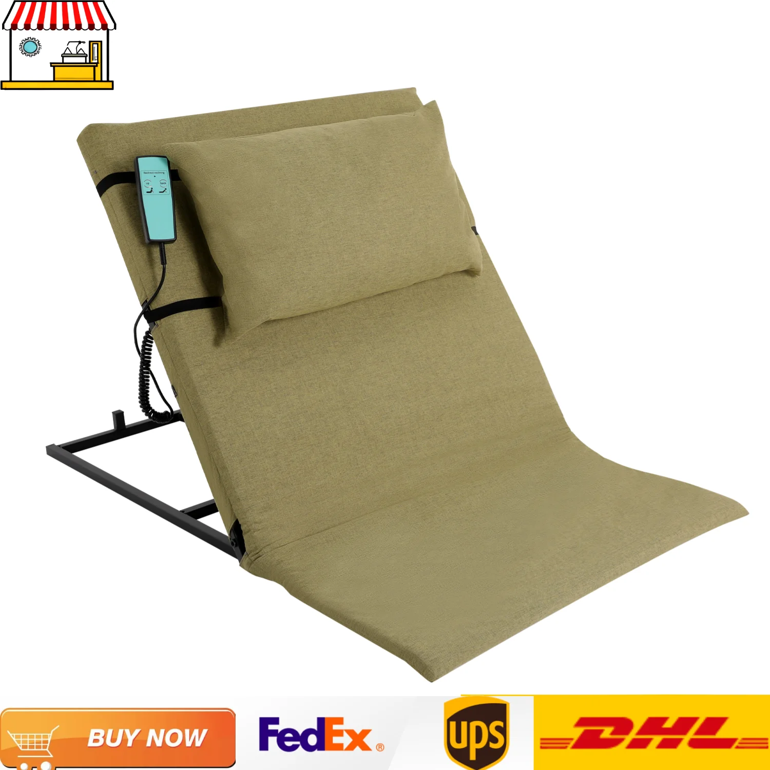 Dossier de levage électrique télécommandé filaire pour l'allaitement des patients |   2-80 °   Rehausseur de support arrière assistant de levage de lit |   Gris/Vert