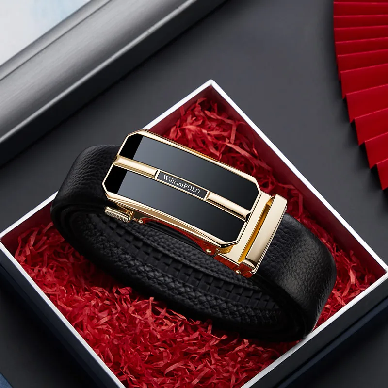 Men's belt Valentine gift Men's belt Men's leather men's automatic buckle cowhide belt gift box