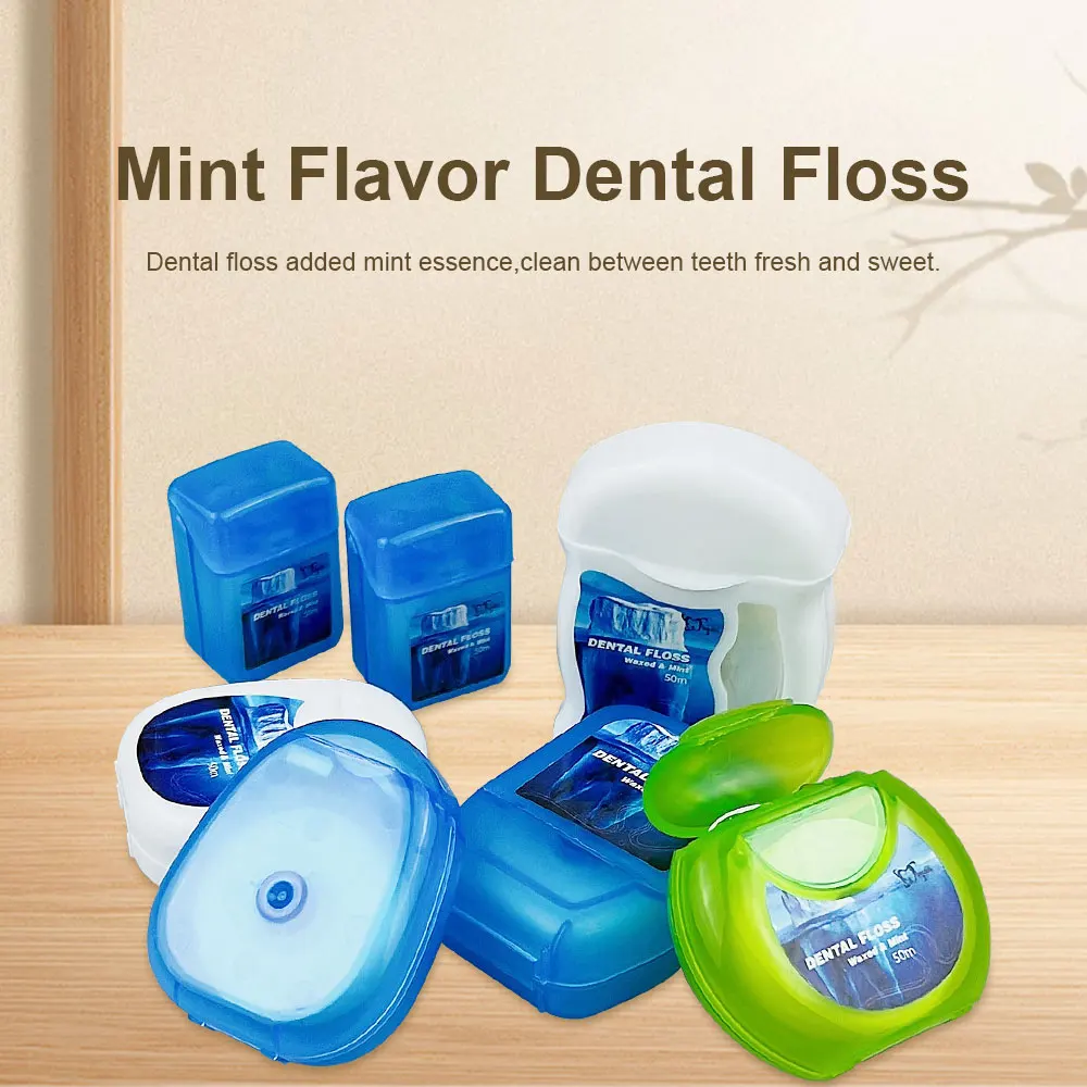 20pcs/pack Random Style 50m Mini Floss Box Teeth Cleaning Braces Brushing Pads Oral Hygiene Floss String Dental Materials