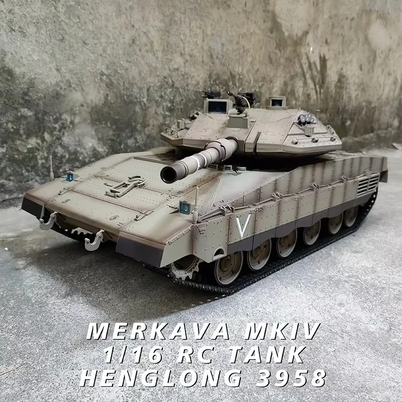 1/16 2024 Nieuwe Tank Afstandsbediening Henglong 3958 Israel Merkava Mk Iv Main Battle Model Metal Tracks Off-Road Rc Auto Kind Speelgoed