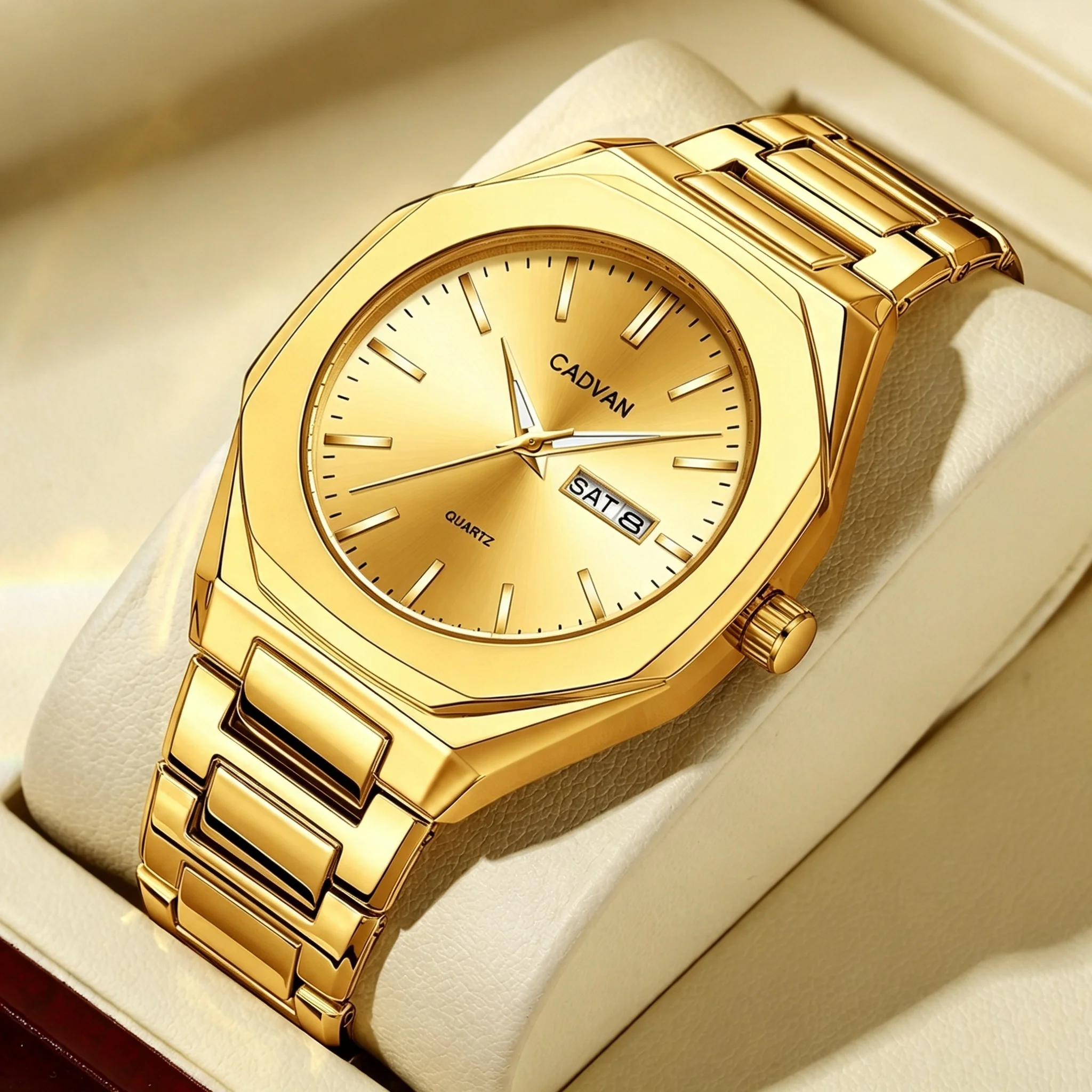 1PC New Fashionable and Casual CADVAN Men's Calendar Dial Quartz Watch, Accurate and Durable, Comes with a Tuner Gift Box