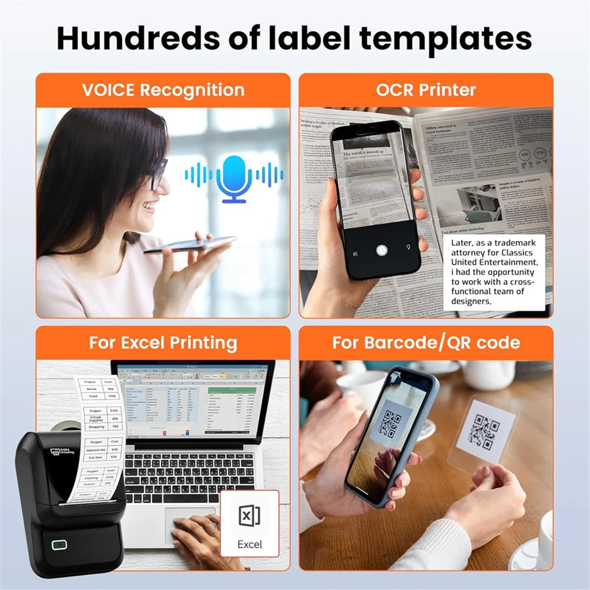 ABFW Label Maker,Bluetooth Label Maker Compatible with Mobile Phones and Computers,Inkless Portable Label Maker for Address A