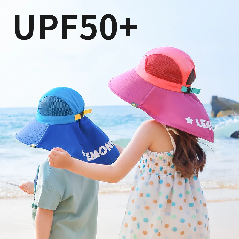 Cartoon Children Summer Foldable Sun Fisherman Hat Boys Girls Wide Brim Casual Travel Beach Sunscreen UV Protection Cap