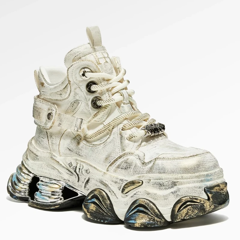 

Genuine Leather Retro High Top Shoes for Women's Comfortable Trendy Cool Height Increasing Shoes Breathable Casual Sports Shoes