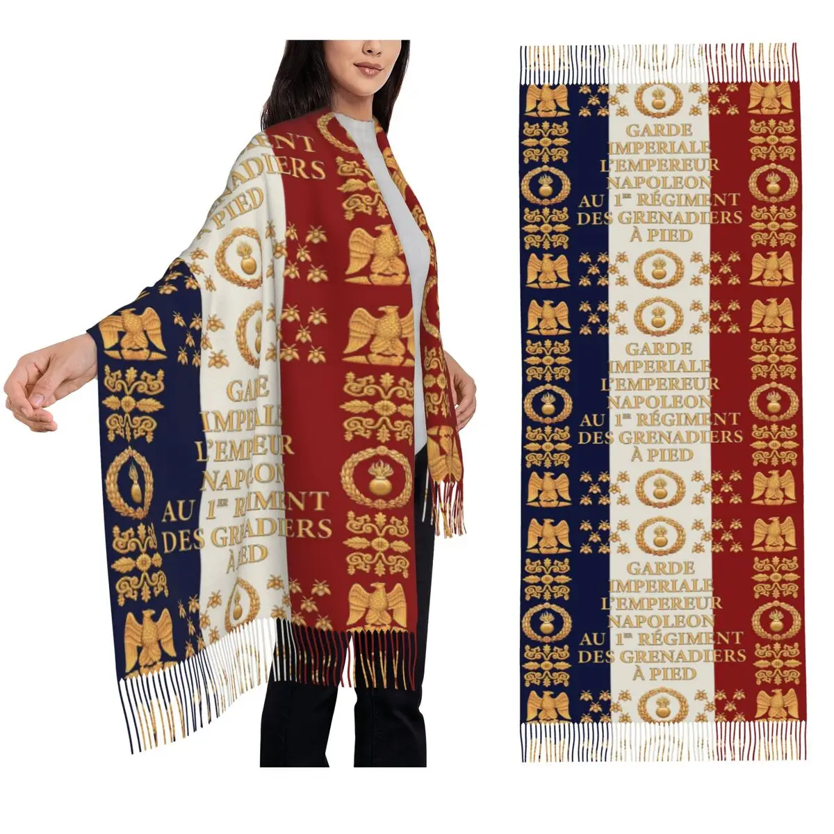 

Наполеонский французский 1er Garde Imperiale флаг шарф шарфы с кисточками женские мягкие теплые шали и накидки длинная осенне-зимняя шаль накидка