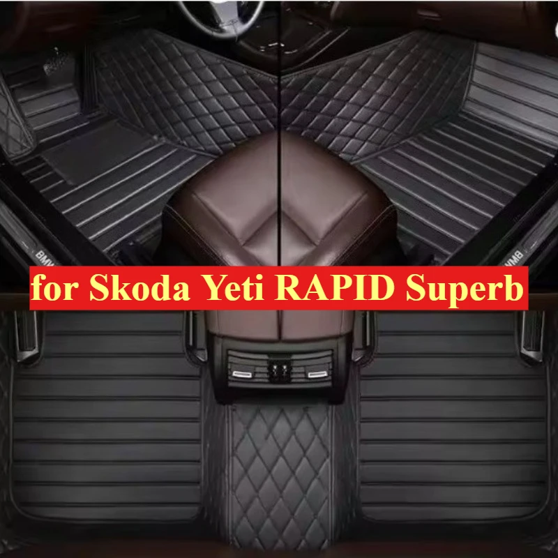 Custom Car Floor Mats for Skoda Yeti RAPID Superb Interior Accessories 2013-2025 All Weather CarpetAnti-Slip Auto Foot leather