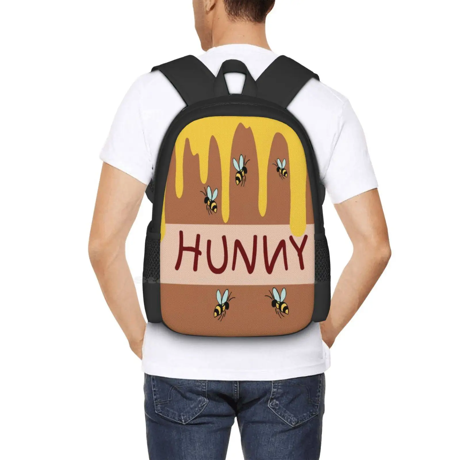 The Hunny Pot Large Capacity School Backpack Laptop Bags Bear Food Cartoon Character Hunny Pot Honey Pot Kids Nursery Childrens