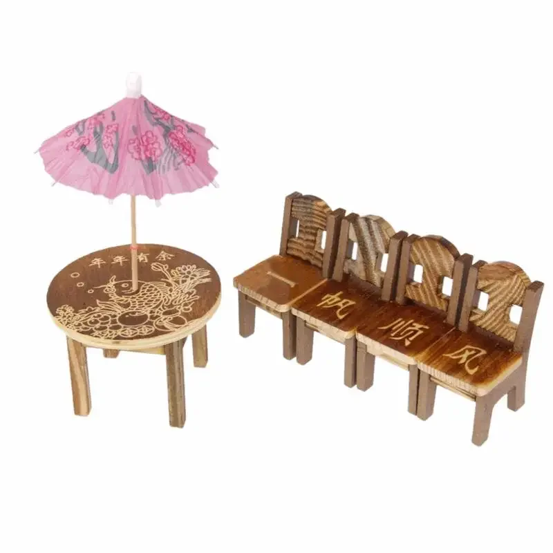 1pcTable 4pcs Table Chair Miniature Craft Decor Dollhouse Miniature Furniture Mini Room Ornaments