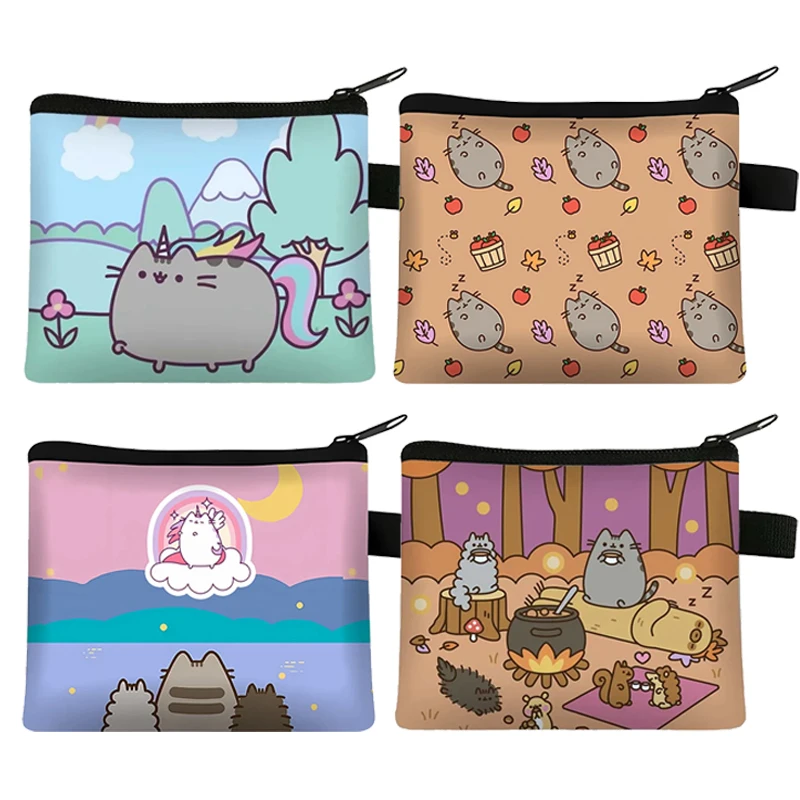 

Pusheens Coin Purse Cute Cartoon Girl Portable Large Capacity Printed Wallet Fashion Key ID Card Storage Bag Kids Birthday Gifts