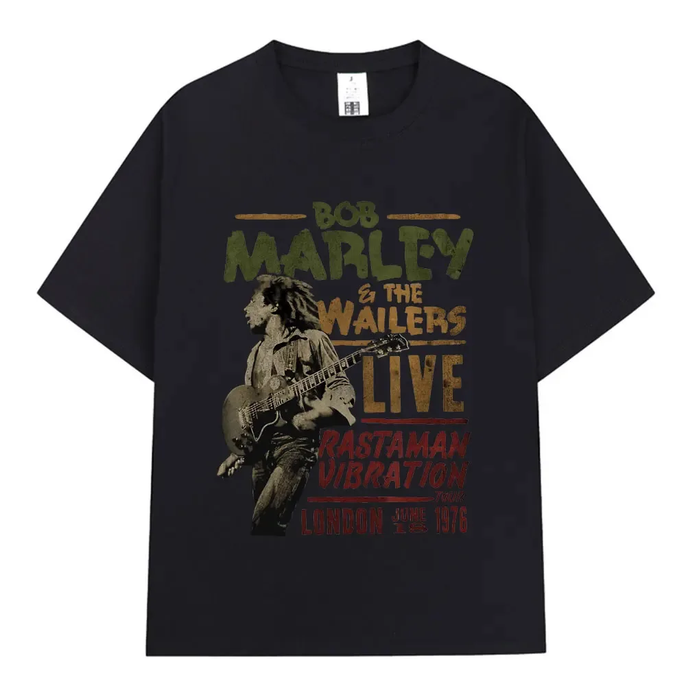 Reggae Music Bob Marley Bob Marley Wailers Live T Shirts Men Fashion Vintage T-shirt 100% Cotton Oversized Short Sleeve T-shirts