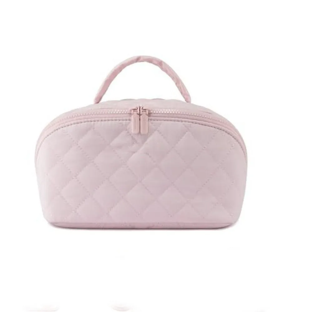 Water-Resistant Handheld Cosmetic Bag Multiple Pockets Leak-Proof Toiletry Bag Quilted Large Capacity Make Up Pouch Bag Vacation