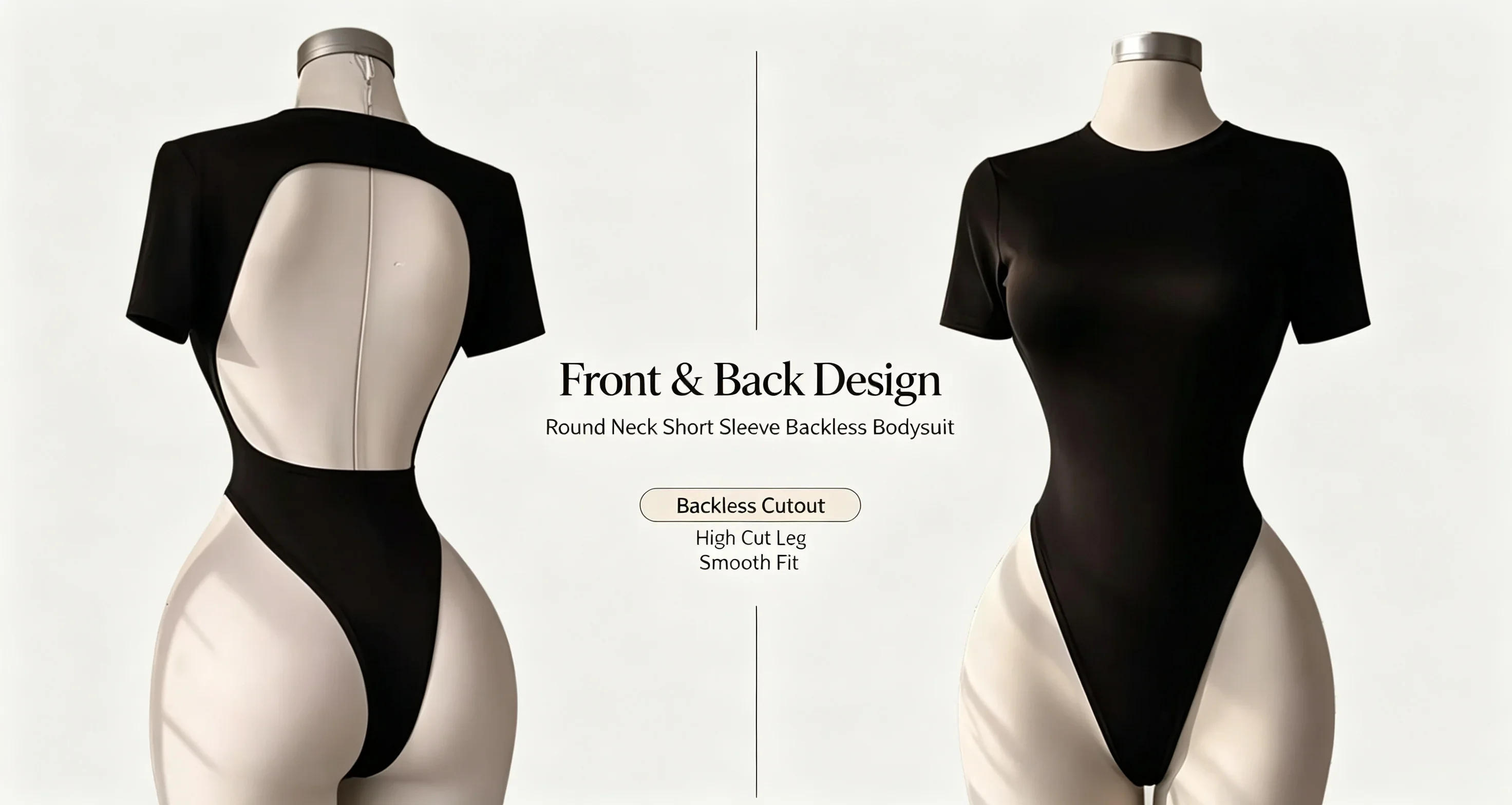 Body de manga corta básico de la marca QQ, para mujer, ideal para el verano, con cuello redondo, corte ajustado, estilo «romper», para uso urbano, de alta calidad, con espalda descubierta y muy cómodo.