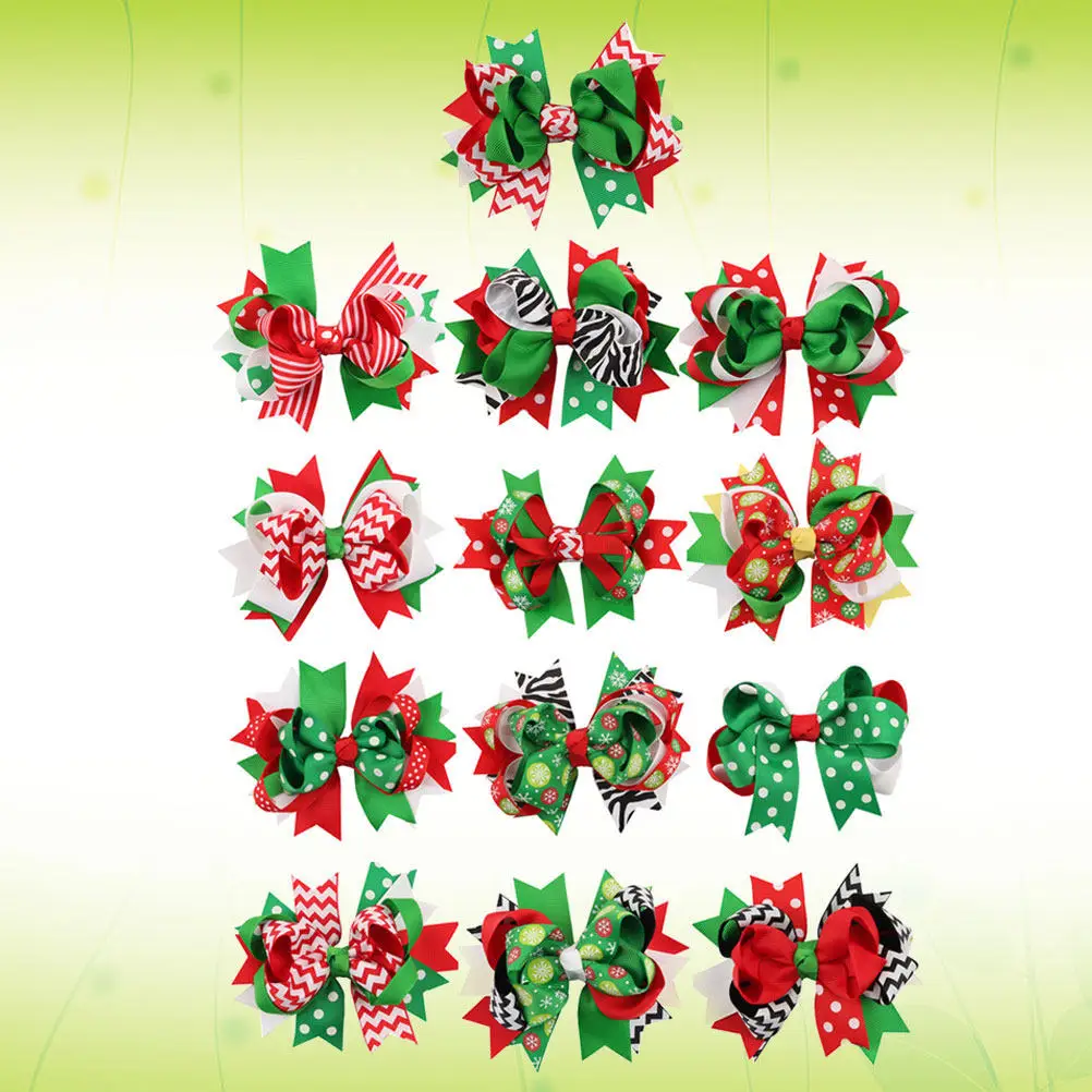 

13Pcs Christmas Themed Hairpins Bowknot Hair Clips for Girls Women Festive Party Stage Daily Wear Hair Decoration
