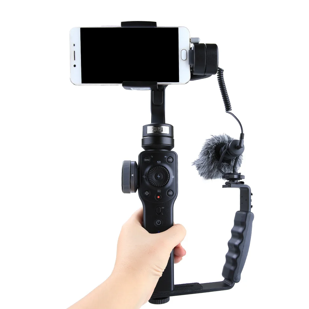 L-shaped Bracket Handle Grip Mount 1/4 Adapter Mic Stand for Zhiyun Smooth Q2 4 for DJI OSMO Mobile 3 Gimbal Stabilizer