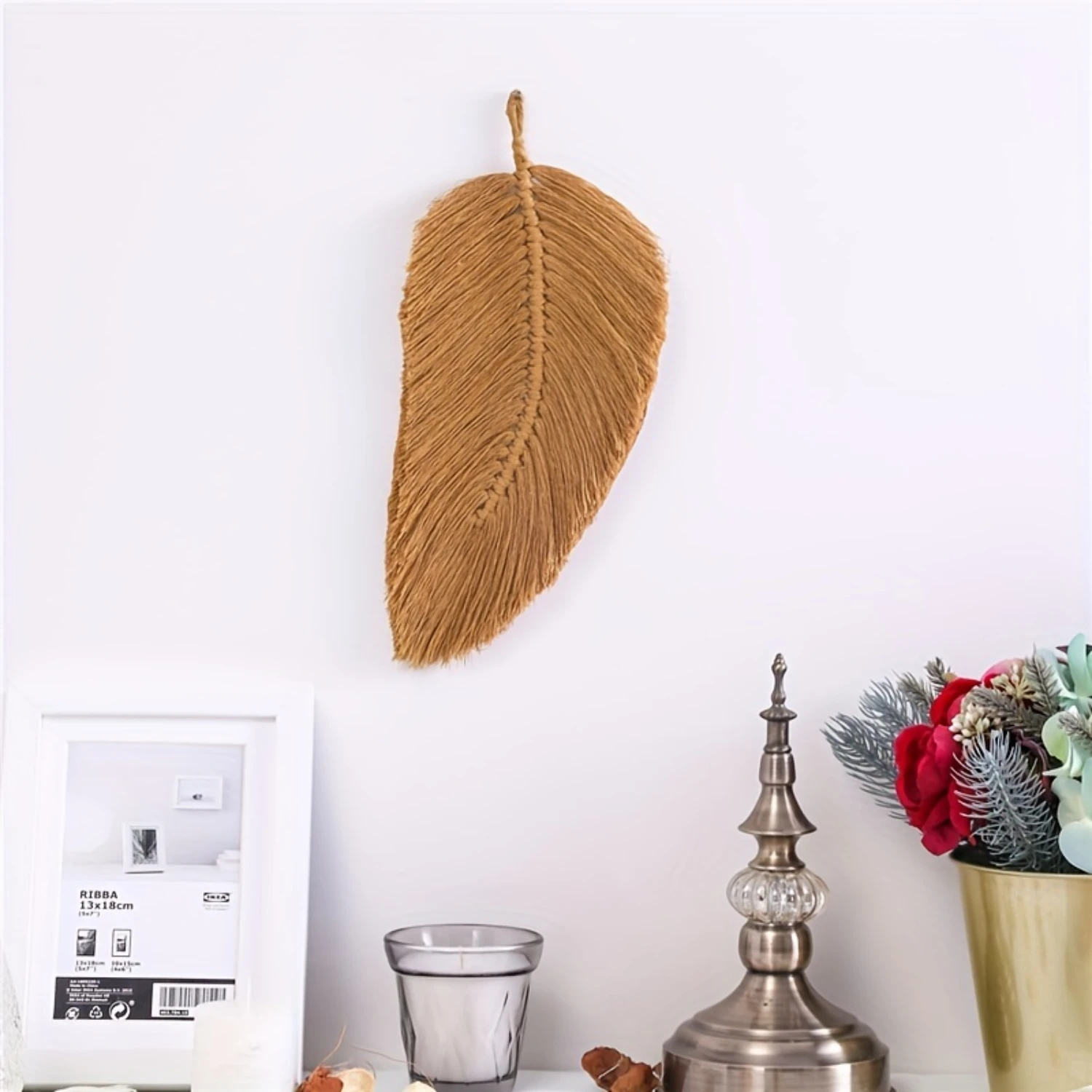 

1pc Handmade Nordic Leaf Tapestry with Tassels - Soft Cotton Weaving Wall Hanging for Decor and Living Room Dorm Room Decor