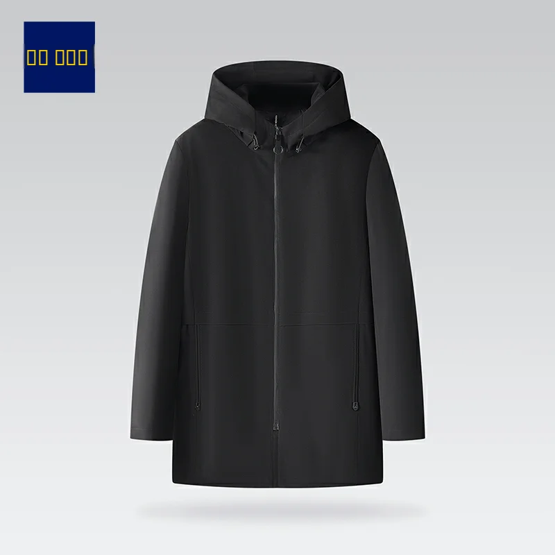 

Men's Faionable Windproof Hooded Jaet Casual Mixed Dstring Spring 2024 Long Length Busin Casual Stand Fit