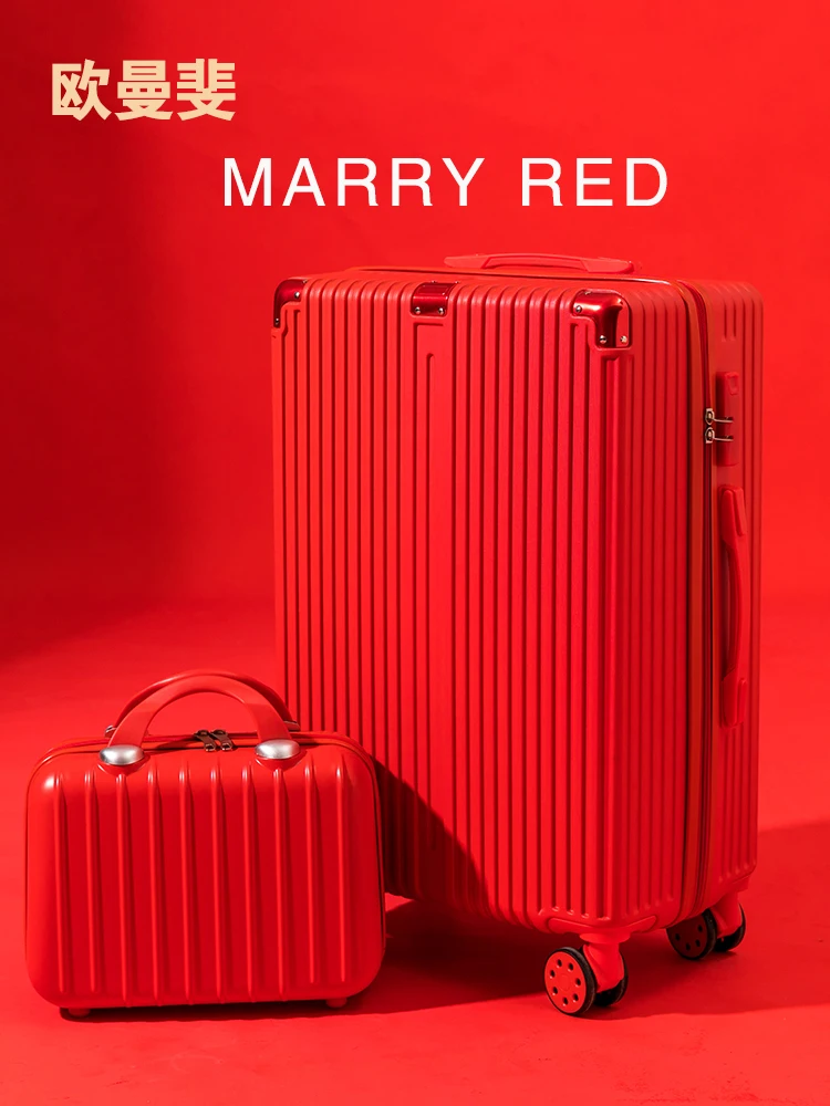 red-luggage-travel-suitcase-wedding-gift-box-bride-trunk-24-inch-mother-daughter-matching-hard-suitcase-with-wheels