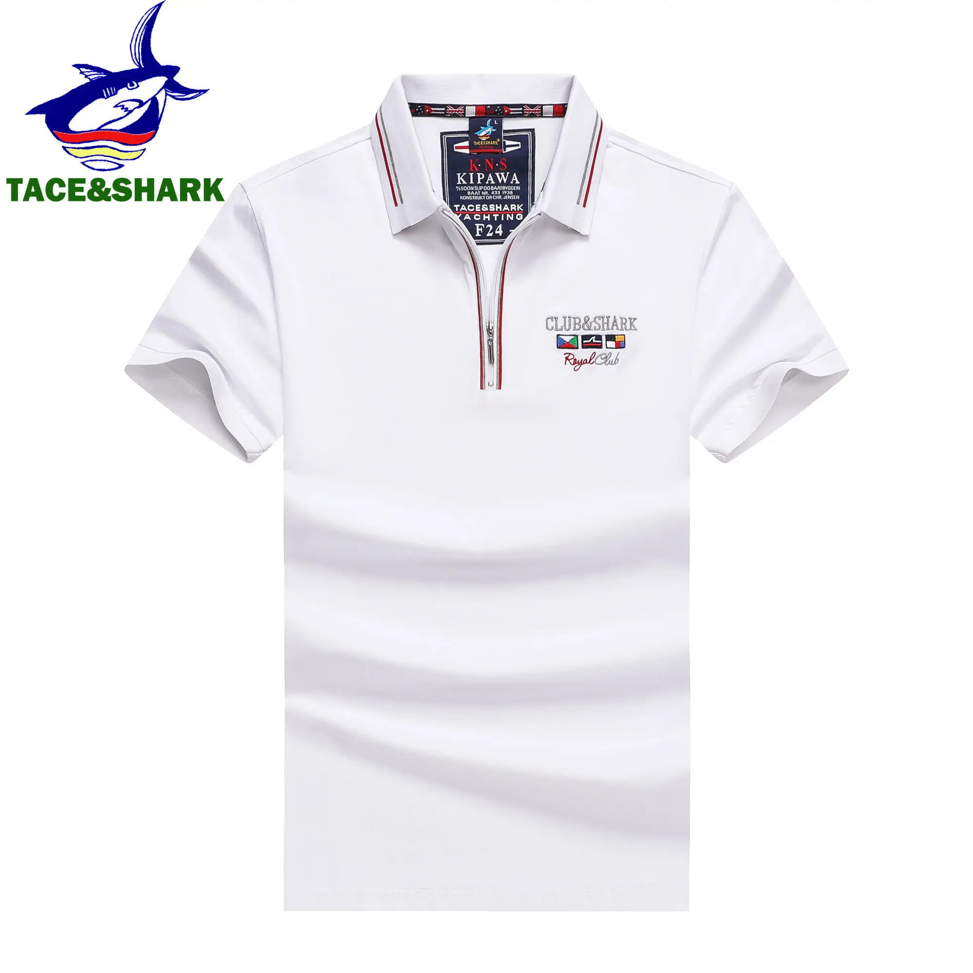 TACE&SHARK 2023 New Arrival Brand Clothing Shark Embroidery Polo Shirt Men Solid Color Short Sleeve Fashion Business Polos