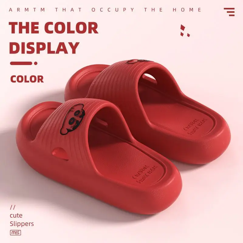 

Новые тапочки Kawaii Eva для пар, сандалии на толстом каблуке, водонепроницаемые, для ванной и дома, дышащие, быстросохнущие, с изображением Crayon Shin-Chan