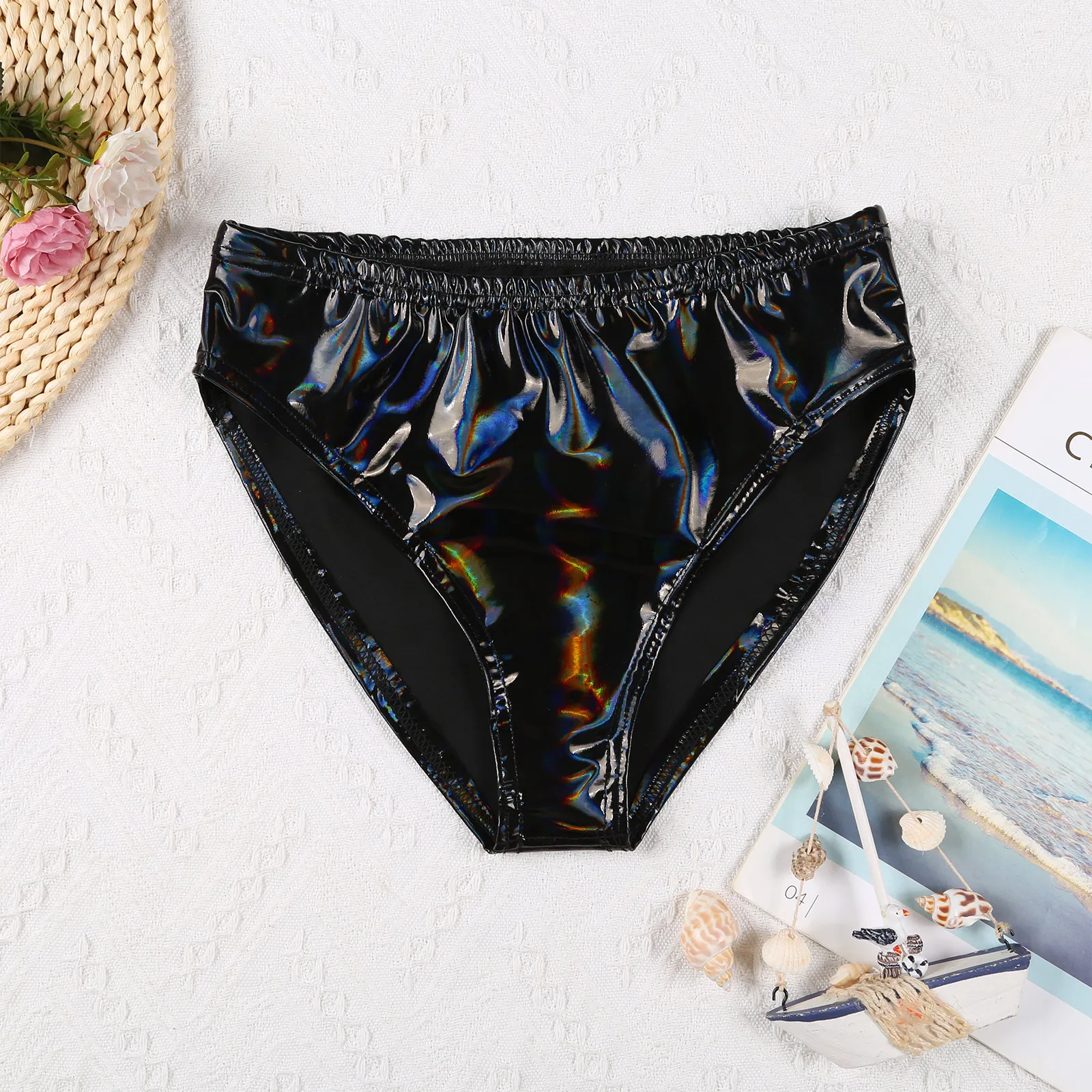 Woman Latex Underpants Underwear Lingerie Wetlook Patent Leather Briefs Low Raise Elastic Waistband Panties Pole Dancing Clothes - Image 3