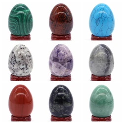 34x49MM Stone Egg Natural Amethyst Jade Crystal Reiki Healing Wicca Massage Eggs Energy Quartz Feng Shui Gemstone Crafts Decor