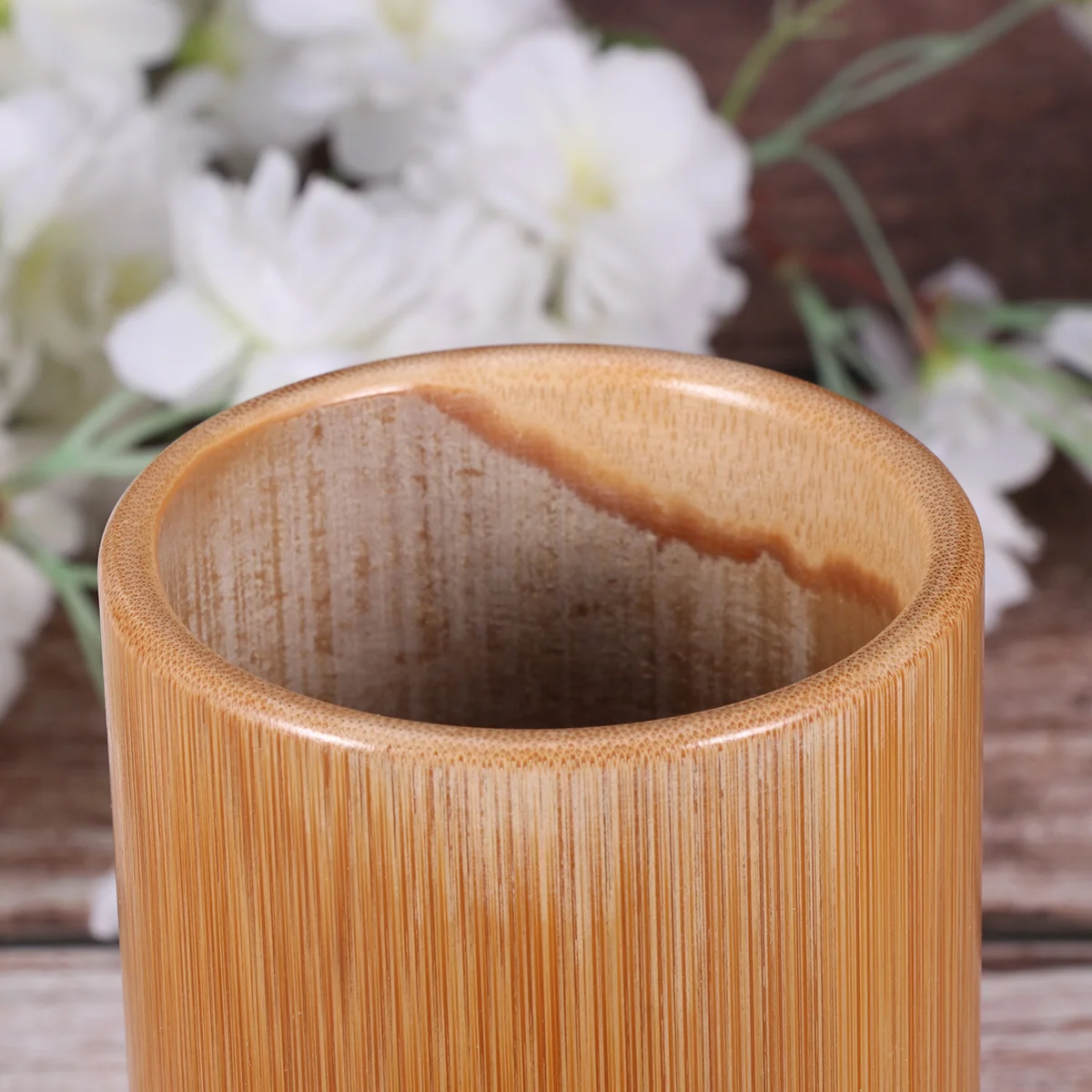 20 CM Kitchen Storage Crock Organizer Cutlery Storage Tube Bamboo Barrel Kitchen Utensils Container Holding Rack Wooden