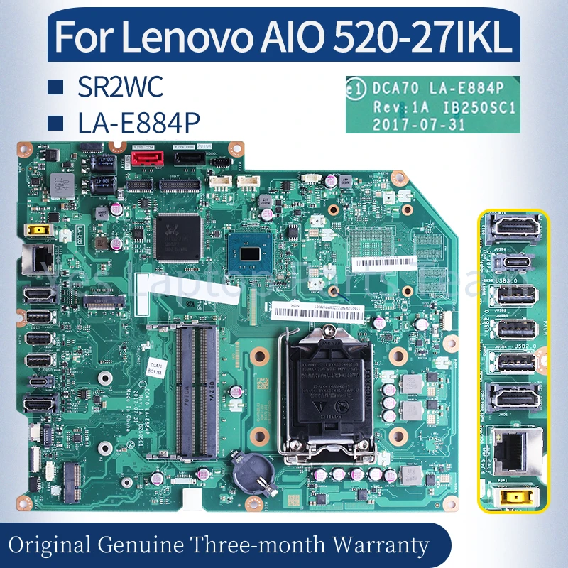 

LA-E884P For Lenovo AIO 520-27IKL Laptop Mainboard 01LM148 11S01LM147ZZZ SR2WC All-in-one Motherboard 100％ Tested