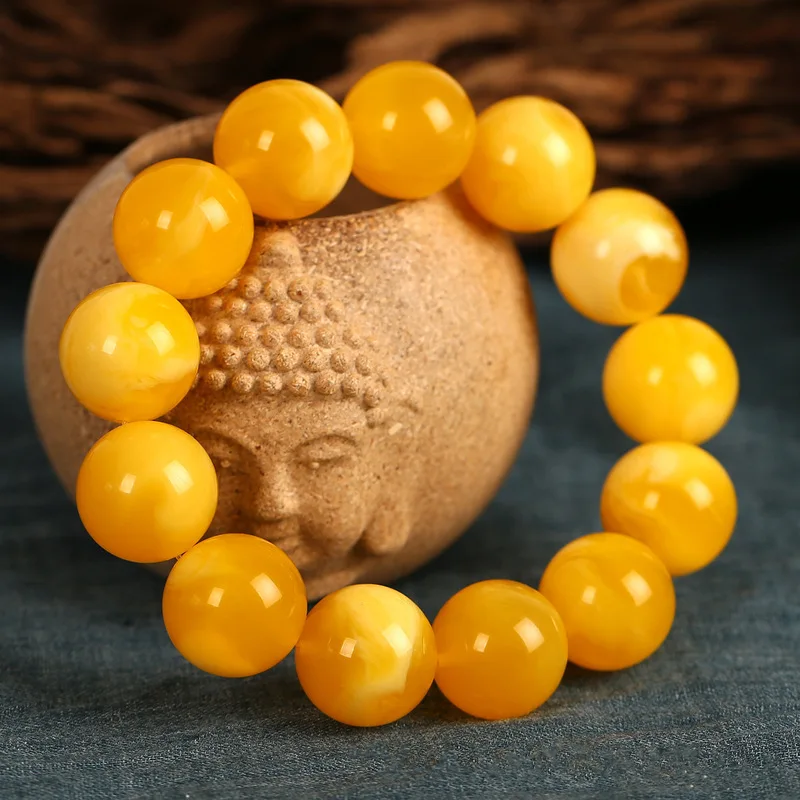 108 Bead Amber Chicken Oil Yellow for Men and Women, Second Generation Honey Wax Bracelet
