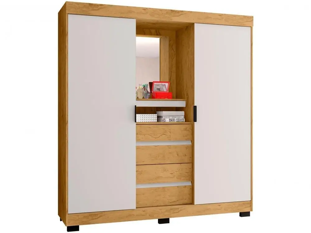 Wardrobe Couple with Mirror 2 Sliding Doors 4 Drawers Araplac Sintra CAP24024