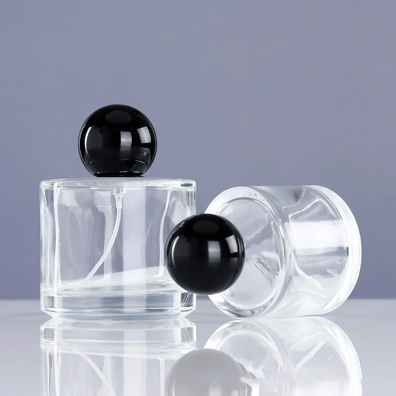 

30/50/100ml Glass Perfume Bottle Silver/Black Ball Cylindrical Cover Mist Spray Atomizer Empty Refillable Cosmetic Containers