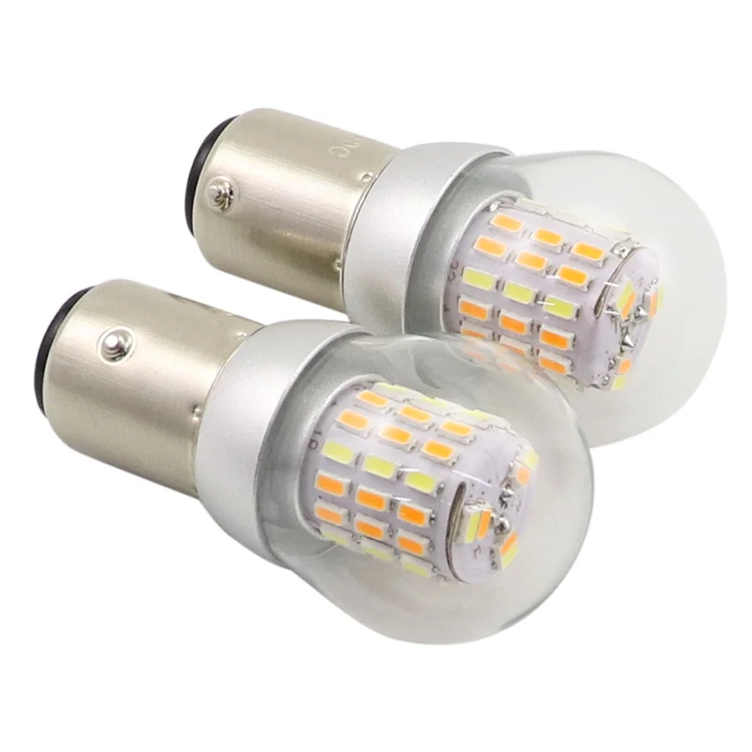 2Pcs S25 1157 P21/5W LED Bulb Car Turn Signal Brake Dual Color Light Led chips Auto Driving Turning Lamp 12V White Yellow