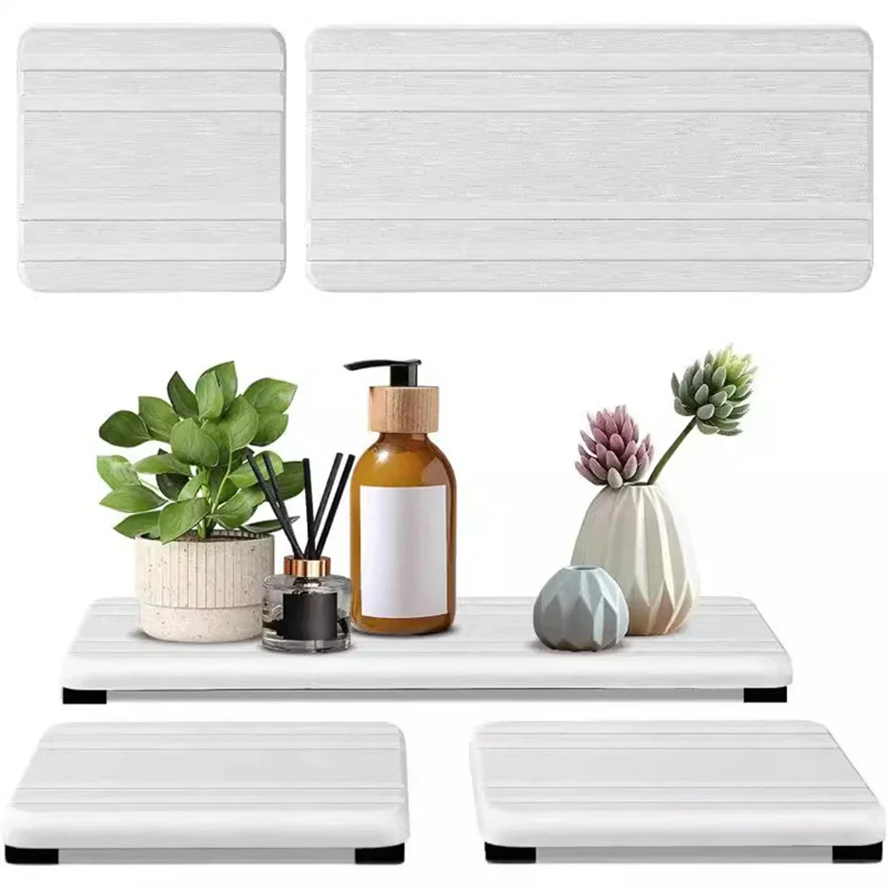 3Pcs Water Absorbing Stone Tray Diatomite Coasters Drying Tray For Sink Bathroom Counter Vanity Mat Kitchen Sponge Holder