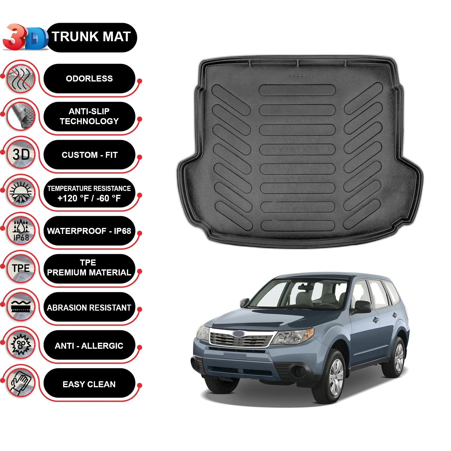 

Subaru Forester 2008-2013 Cargo Liner Rear Trunk Floor Mat