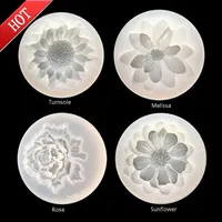 4Pcs Flower Epoxy Resin Mold Kits Camellia Rose Turnsole Silicone Mold Jewelry Making Charms DIY Silica Molds Crafts