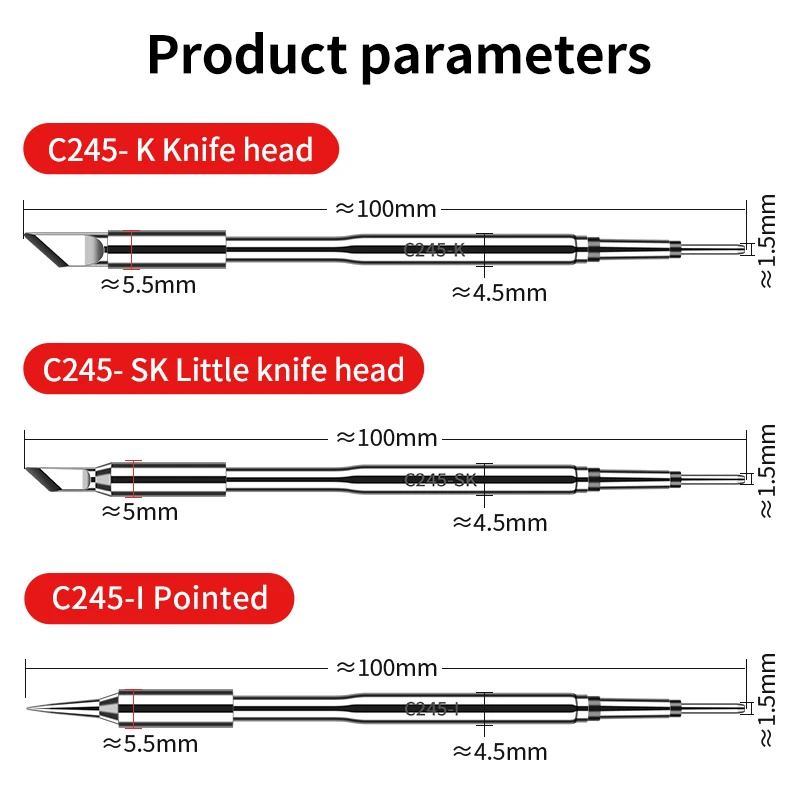 LUXIANZI C245 Series Soldering Iron Tips Welding Tools Replacement Heater Accessories Electric Soldering Iron Solder Head