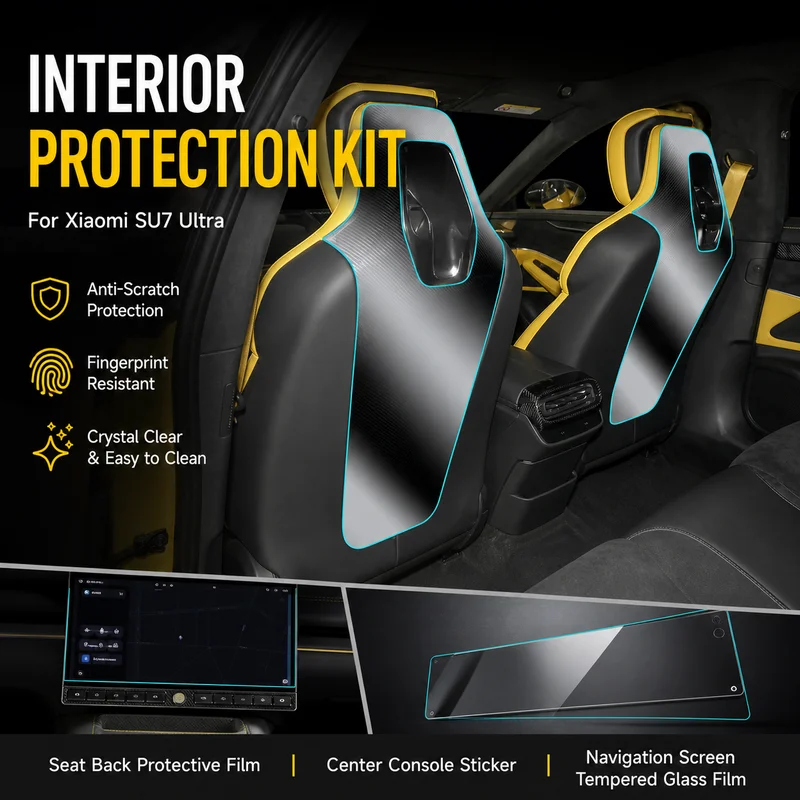 For Xiaomi SU7 Ultra Seat Back Interior Protective Film, Center Console Sticker, Navigation Screen Tempered Glass Film Upgrade