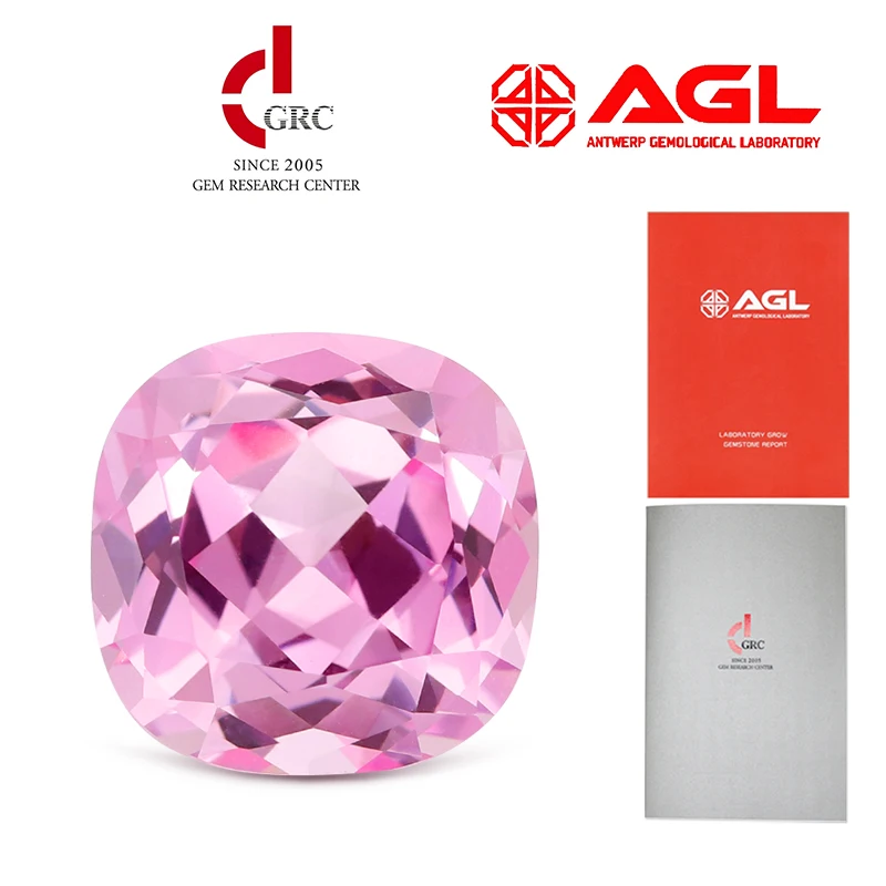 Pink Sapphire Cushion Shape Lab Grown Flame Melted Loose Gemstones Selectable AGL Certificate Used For Jewelry Making