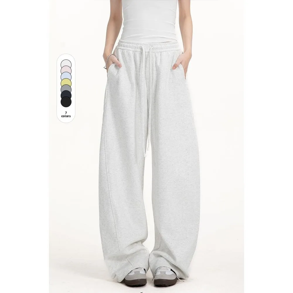 

Men's And Women's Straight Leg Curved Knife Pants Casual Loose Fit Cotton Workwear Trousers mid Waist Zipper Pure Color